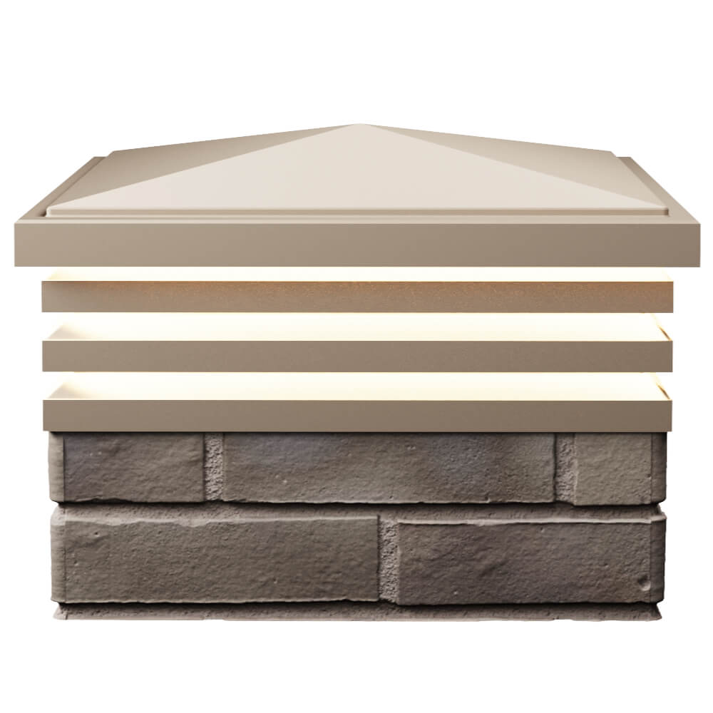 Колпак Zking Бона ХайТек Бежевый на столб 1.5х1.5 кирпича (385х385мм) с подсветкой в Кириши фото