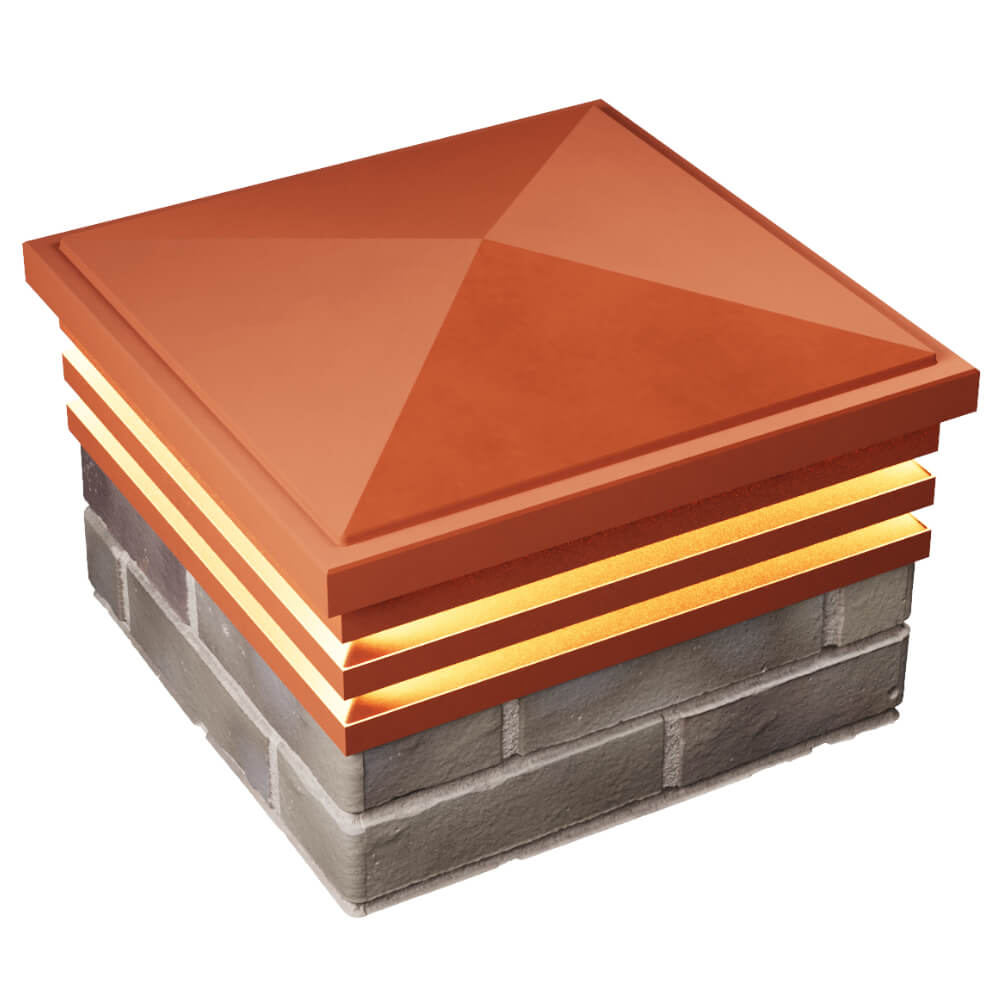 Колпак Zking Бона ХайТек Красный на столб 1.5х1.5 кирпича (385х385мм) с подсветкой в Кириши фото