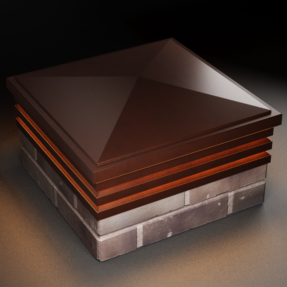 Колпак Zking Бона ХайТек Коричневый на столб 2х2 кирпича (513х513мм) с подсветкой в Кириши фото