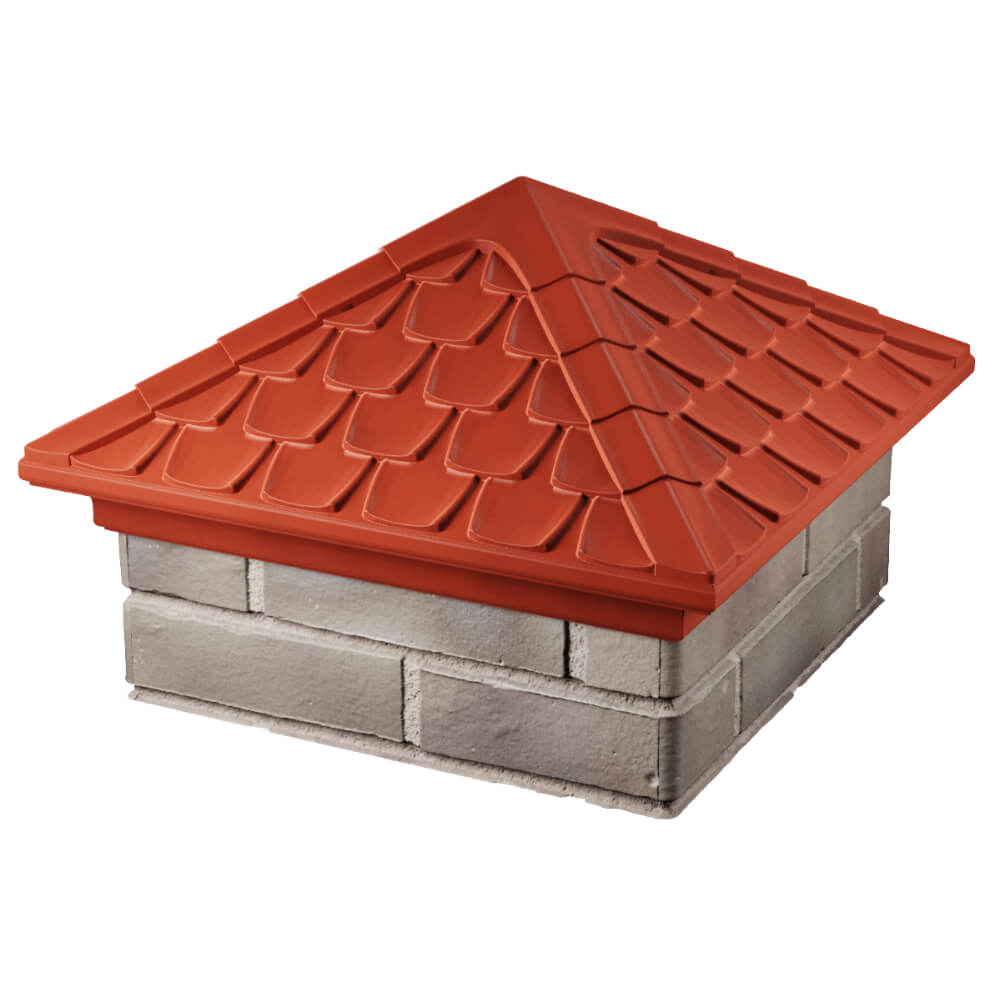 Колпак Zking Эльбрус Красный на столб 1.5х1.5 кирпича (385х385мм) в Кириши фото