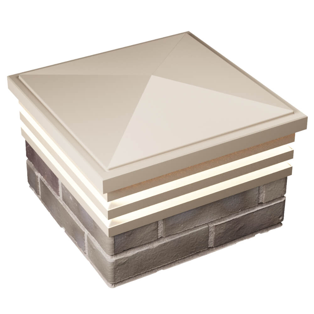 Колпак Zking Бона ХайТек Бежевый на столб 1.5х1.5 кирпича (385х385мм) с подсветкой в Кириши фото