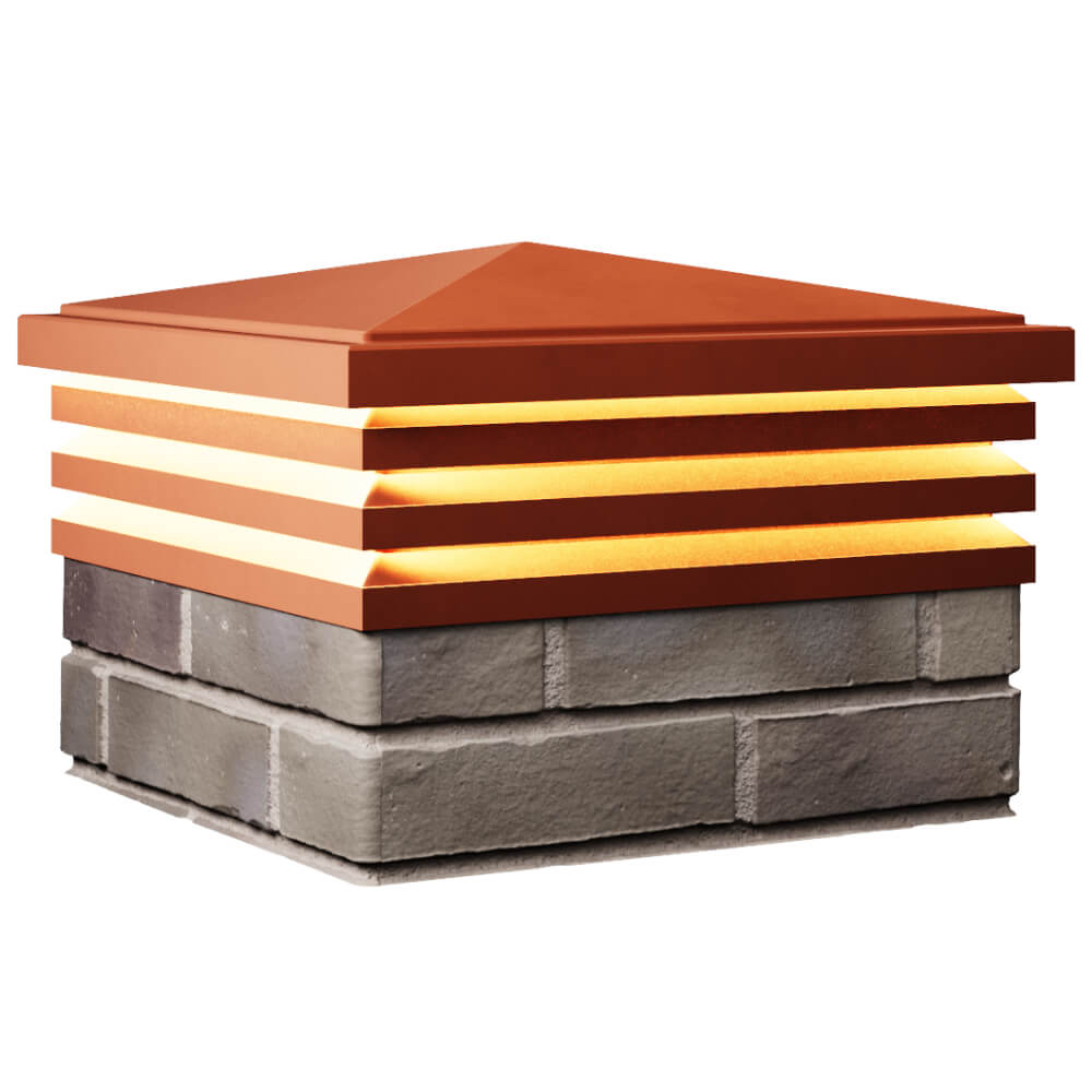 Колпак Zking Бона ХайТек Красный на столб 1.5х1.5 кирпича (385х385мм) с подсветкой в Кириши фото