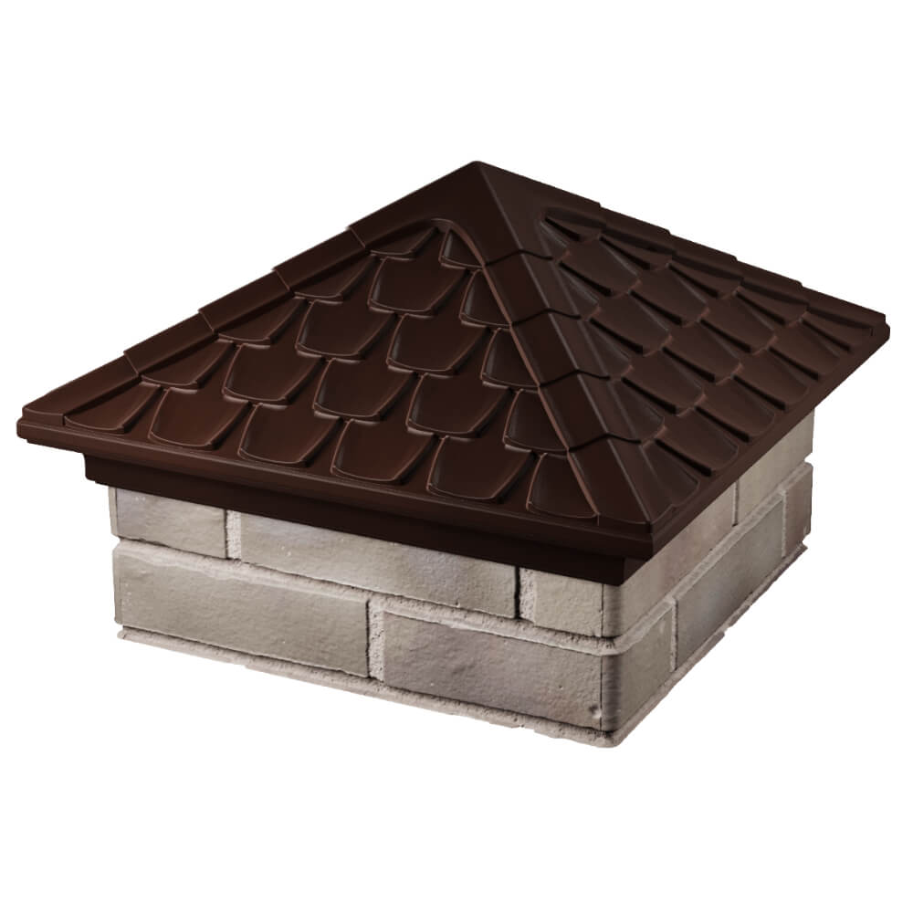 Колпак Zking Эльбрус Коричневый на столб 1.5х1.5 кирпича (385х385мм) в Кириши фото