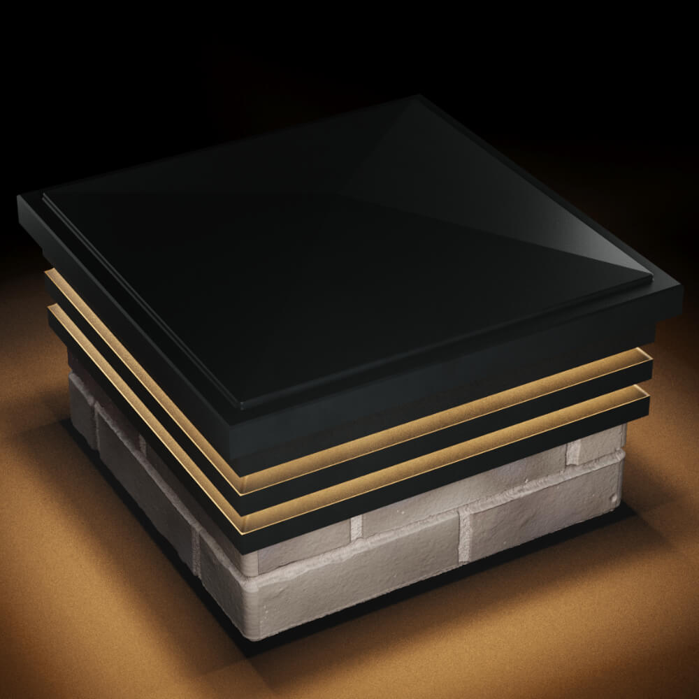 Колпак Zking Бона ХайТек Черный на столб 1.5х1.5 кирпича (385х385мм) с подсветкой в Кириши фото