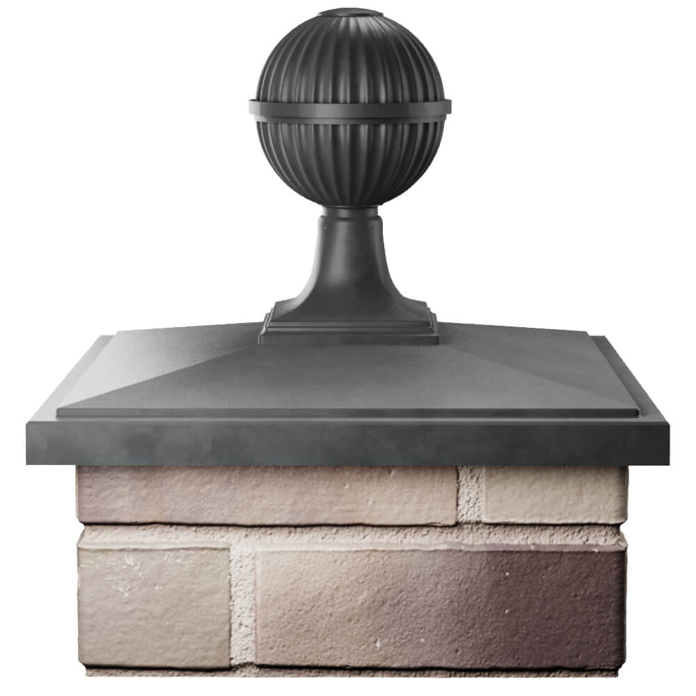 Колпак Zking БонаМоно Серый с шаром на столб 1.5х1.5 кирпича (385х385, 400х400мм) в сборе Кириши фото