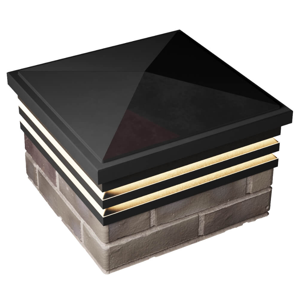 Колпак Zking Бона ХайТек Черный на столб 1.5х1.5 кирпича (385х385мм) с подсветкой в Кириши фото