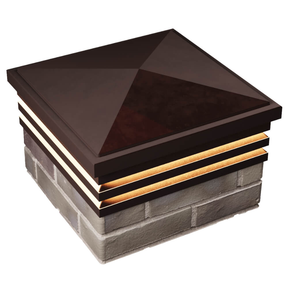 Колпак Zking Бона ХайТек Коричневый на столб 1.5х1.5 кирпича (385х385мм) с подсветкой в Кириши фото