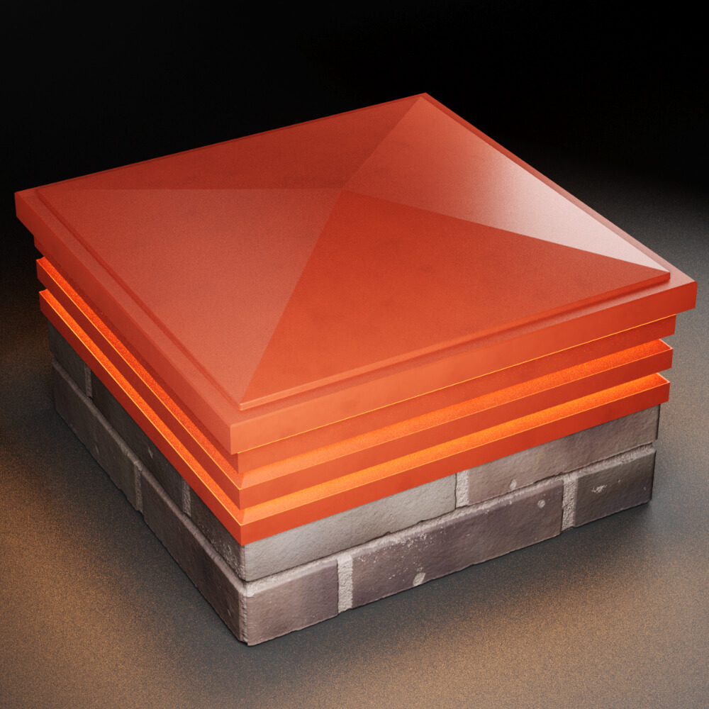 Колпак Zking Бона ХайТек Красный на столб 2х2 кирпича (513х513мм) с подсветкой в Кириши фото