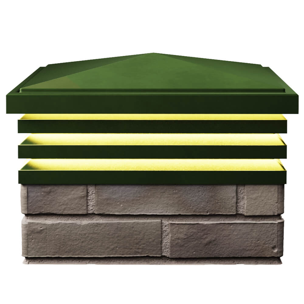 Колпак Zking Бона ХайТек Зеленый на столб 1.5х1.5 кирпича (385х385мм) с подсветкой в Кириши фото