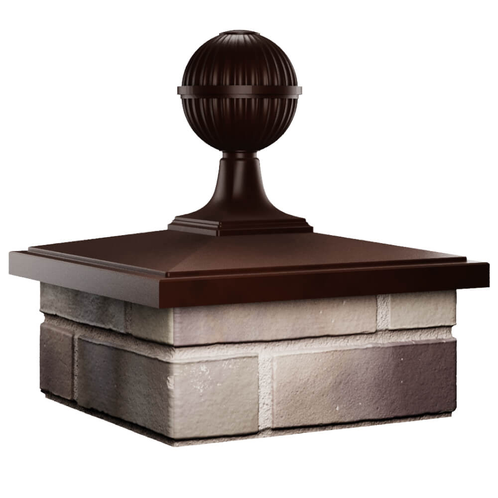 Колпак Zking БонаМоно Коричневый с шаром на столб 1.5х1.5 кирпича (385х385, 400х400мм) в сборе в Кириши фото