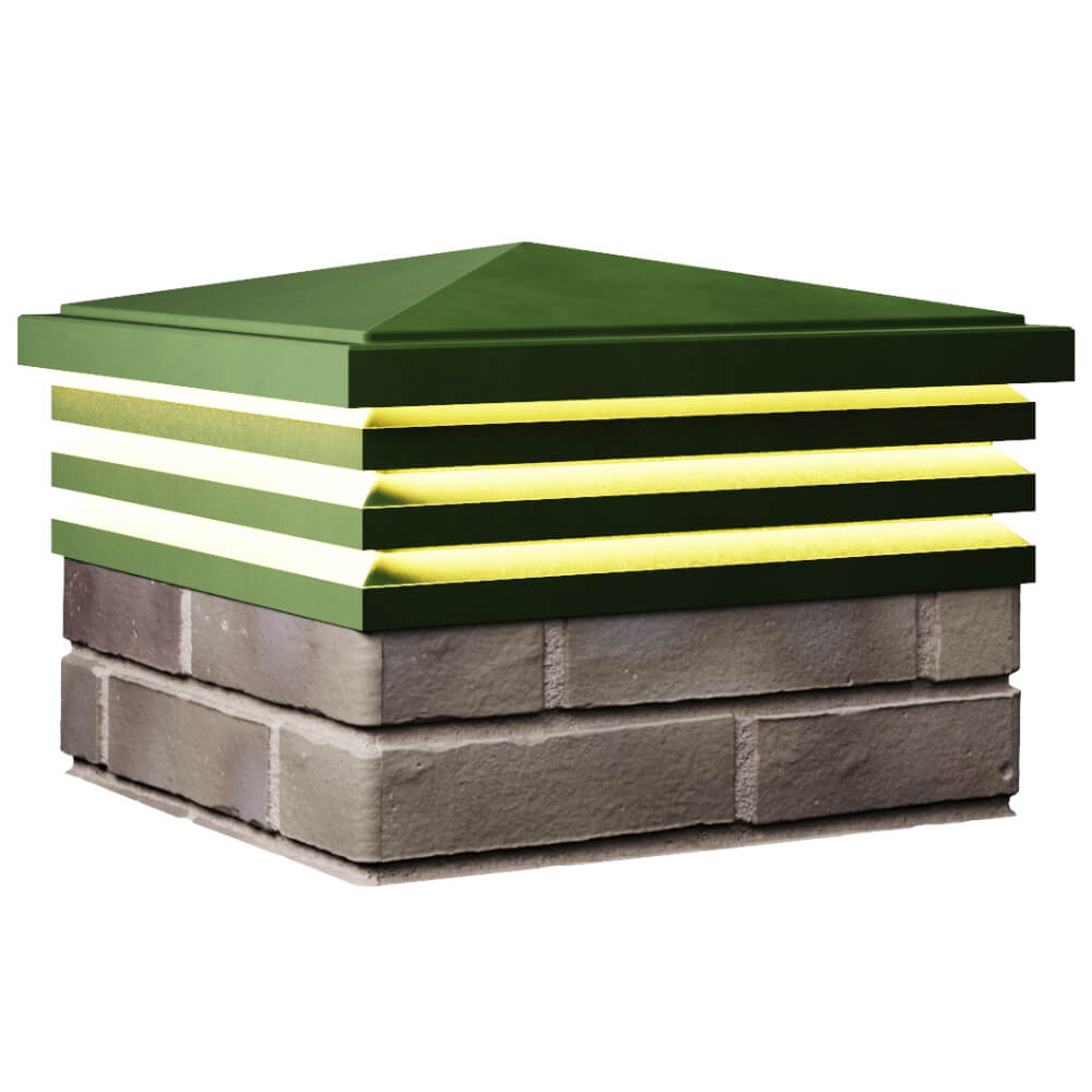 Колпак Zking Бона ХайТек Зеленый на столб 1.5х1.5 кирпича (385х385мм) с подсветкой в Кириши фото