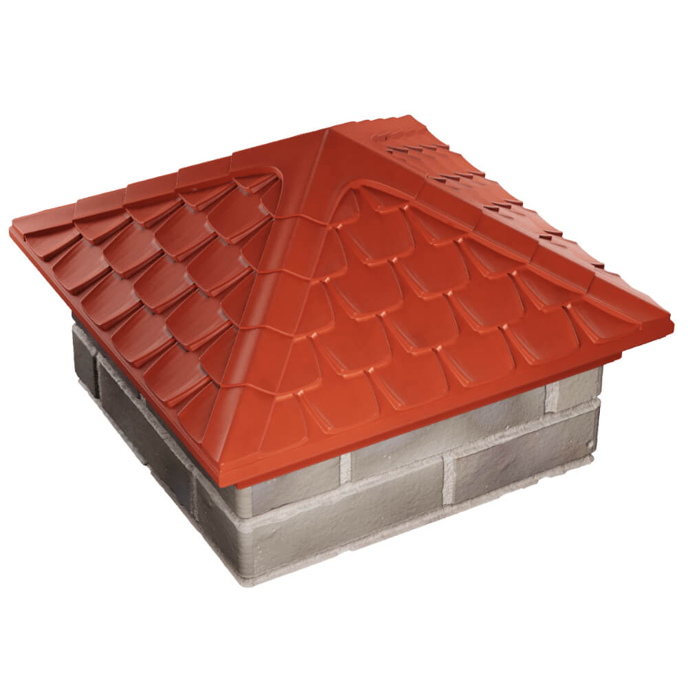 Колпак Zking Эльбрус Красный на столб 1.5х1.5 кирпича (385х385мм) в Кириши фото