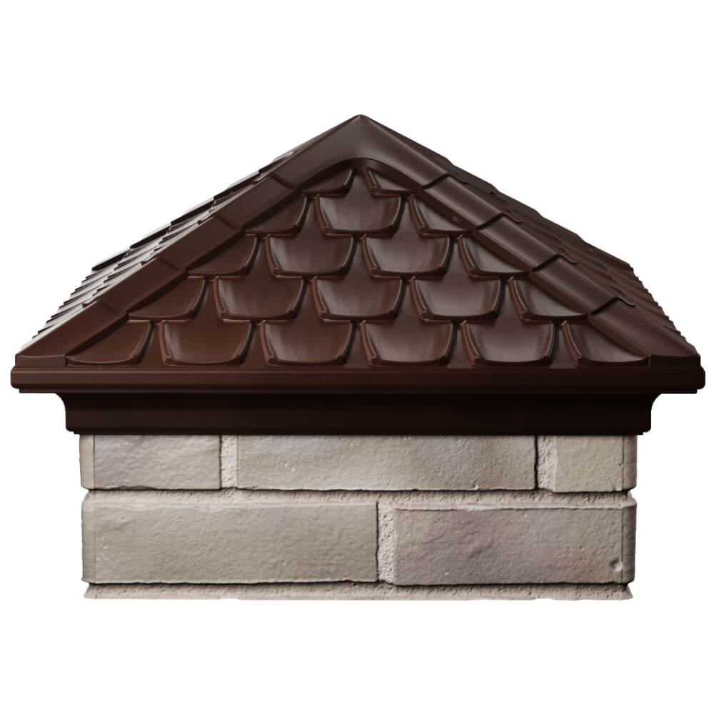 Колпак Zking Эльбрус Коричневый на столб 1.5х1.5 кирпича (385х385мм) Кириши фото