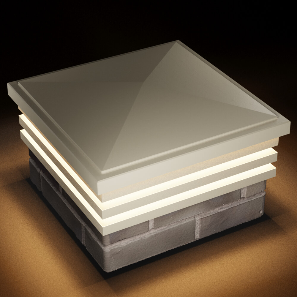 Колпак Zking Бона ХайТек Бежевый на столб 1.5х1.5 кирпича (385х385мм) с подсветкой в Кириши фото