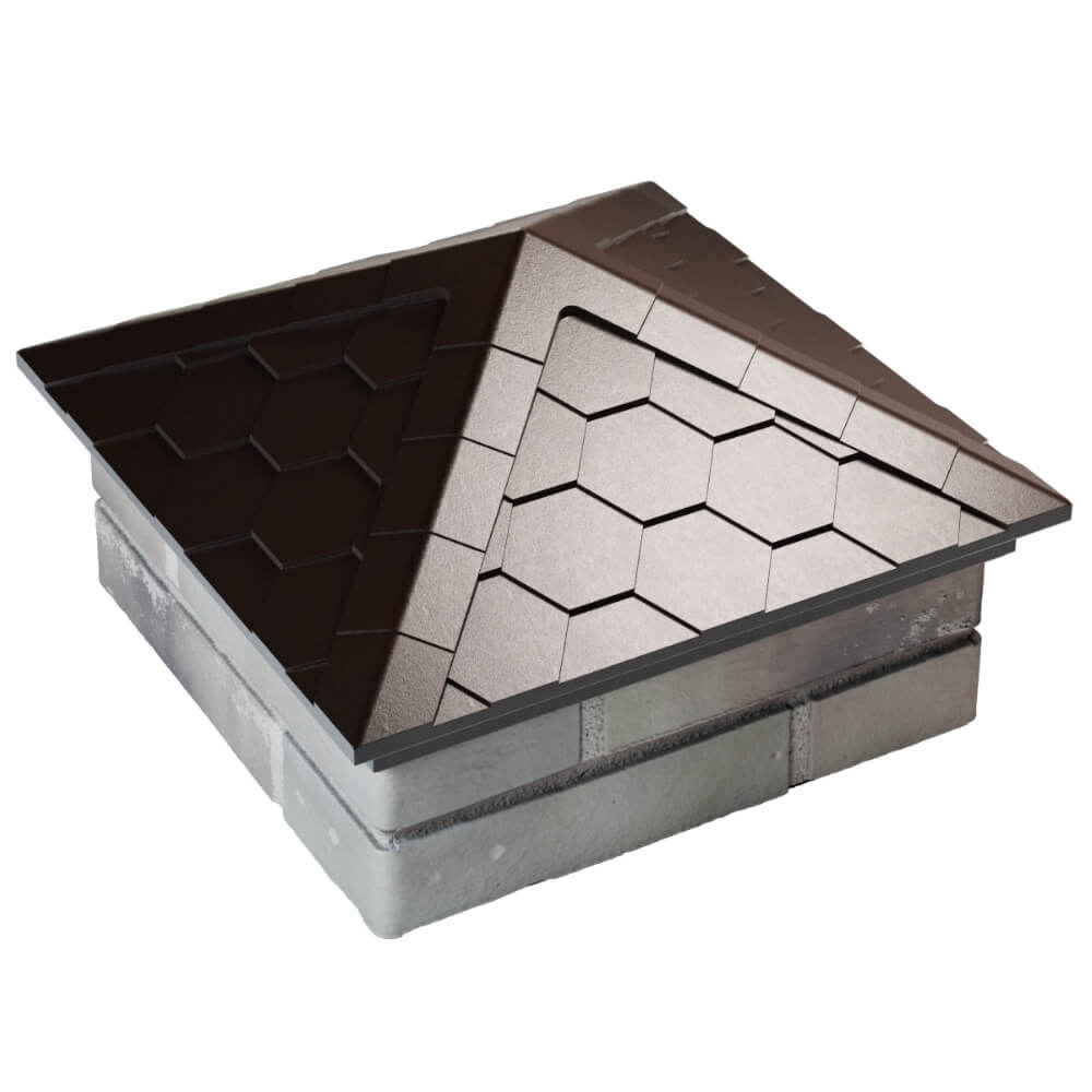 Колпак Zking Эверест Коричневый на столб 1.5х1.5 кирпича (390х390мм) в Кириши фото