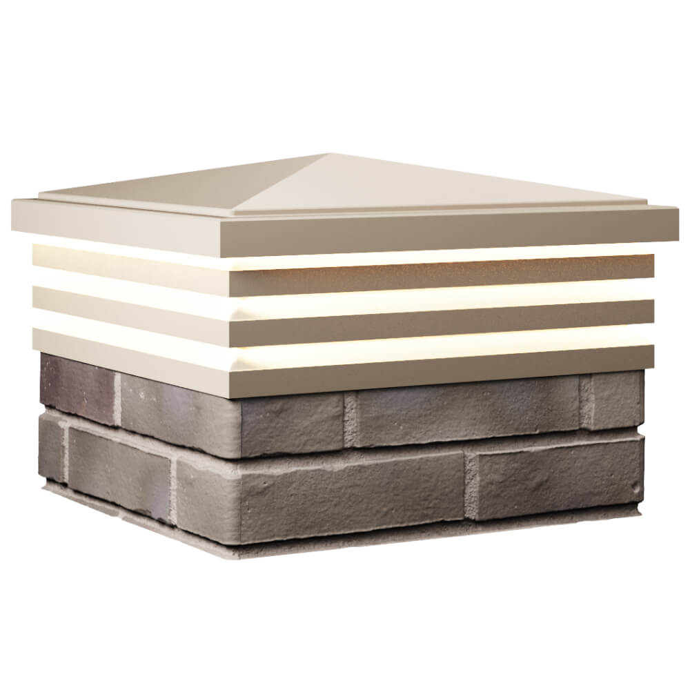 Колпак Zking Бона ХайТек Бежевый на столб 1.5х1.5 кирпича (385х385мм) с подсветкой в Кириши фото