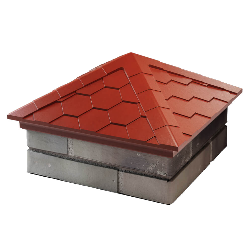 Колпак Zking Эверест Красный на столб 1.5х1.5 кирпича (390х390мм) в Кириши фото