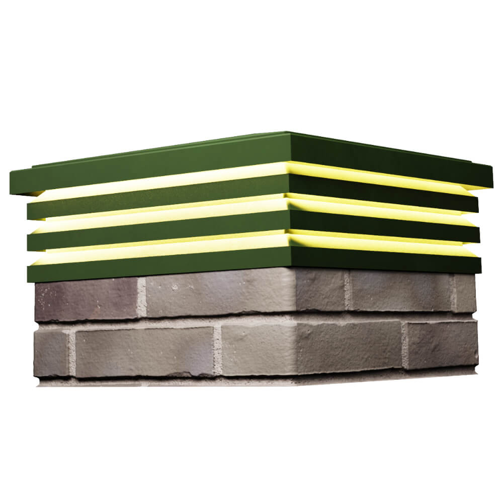 Колпак Zking Бона ХайТек Зеленый на столб 1.5х1.5 кирпича (385х385мм) с подсветкой в Кириши фото