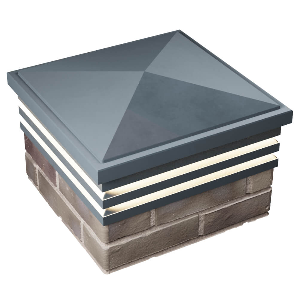 Колпак Zking Бона ХайТек Серый на столб 1.5х1.5 кирпича (385х385мм) с подсветкой в Кириши фото