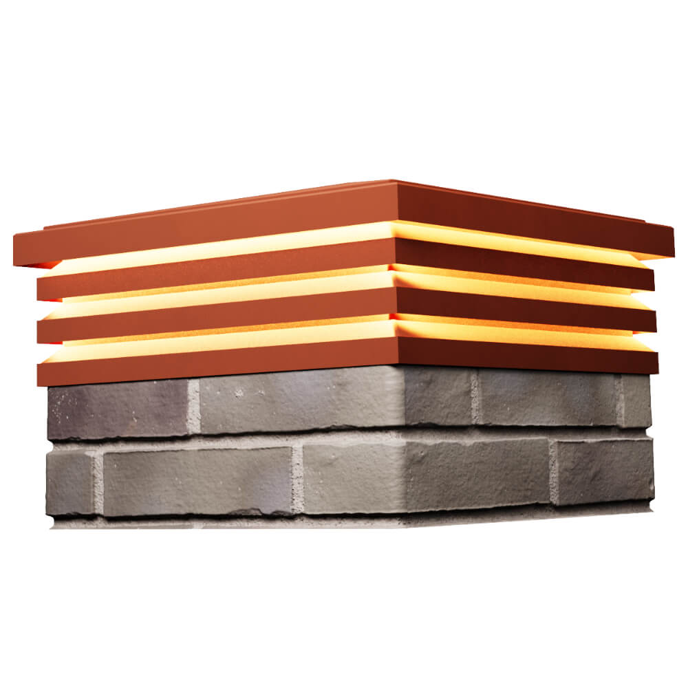 Колпак Zking Бона ХайТек Красный на столб 1.5х1.5 кирпича (385х385мм) с подсветкой в Кириши фото