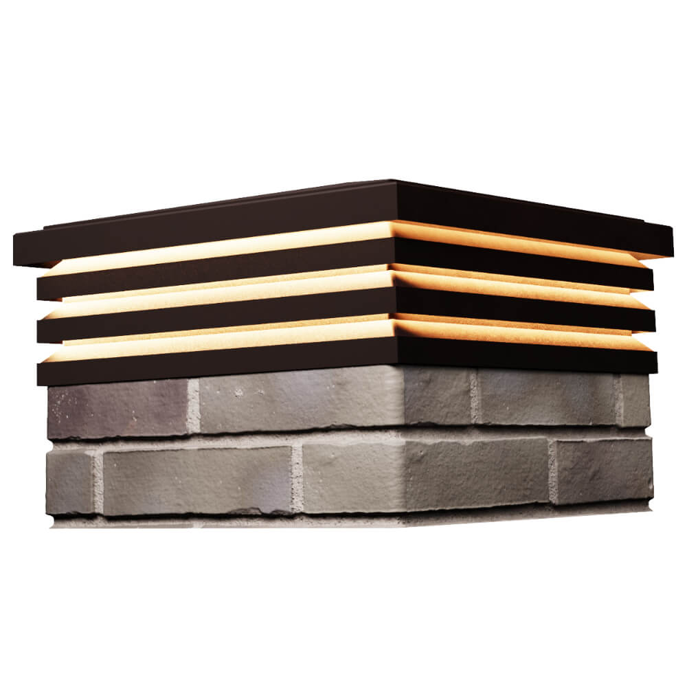 Колпак Zking Бона ХайТек Коричневый на столб 1.5х1.5 кирпича (385х385мм) с подсветкой в Кириши фото