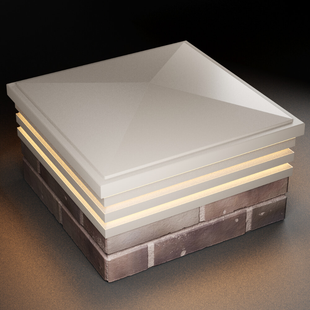 Колпак Zking Бона ХайТек Бежевый на столб 2х2 кирпича (513х513мм) с подсветкой в Кириши фото