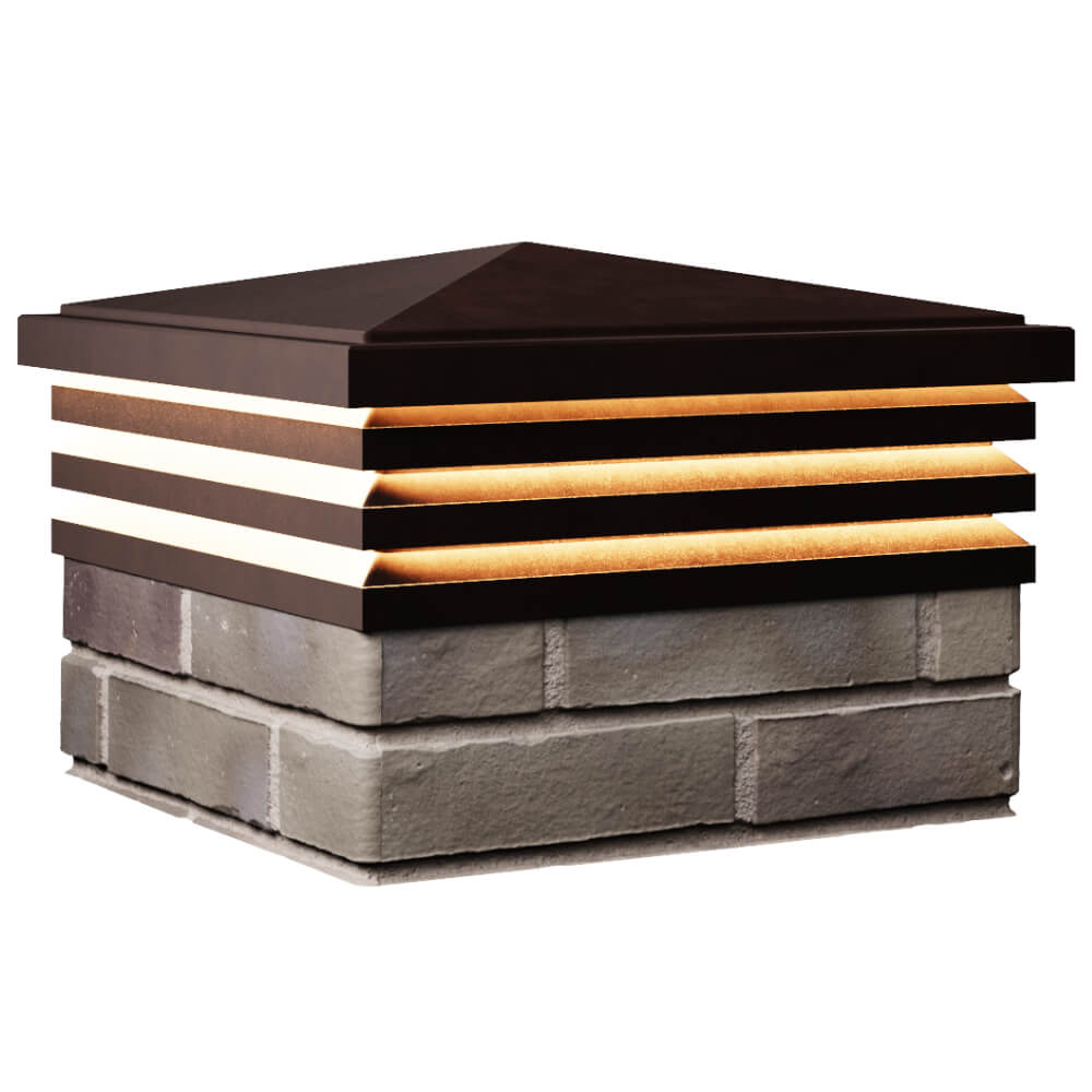 Колпак Zking Бона ХайТек Коричневый на столб 1.5х1.5 кирпича (385х385мм) с подсветкой в Кириши фото