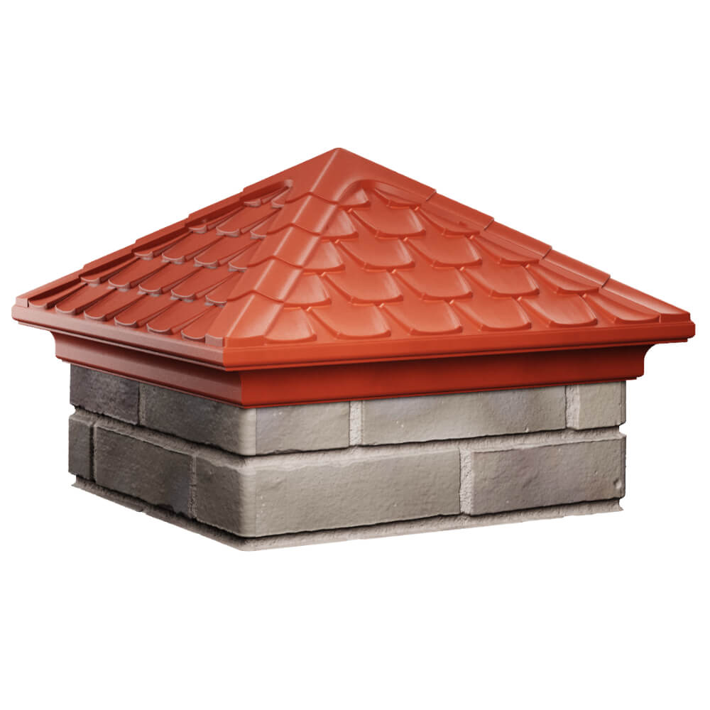 Колпак Zking Эльбрус Красный на столб 1.5х1.5 кирпича (385х385мм) в Кириши фото