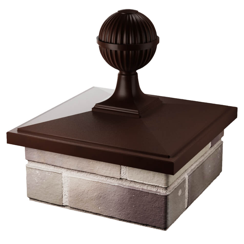 Колпак Zking БонаМоно Коричневый с шаром на столб 1.5х1.5 кирпича (385х385, 400х400мм) в сборе в Кириши фото