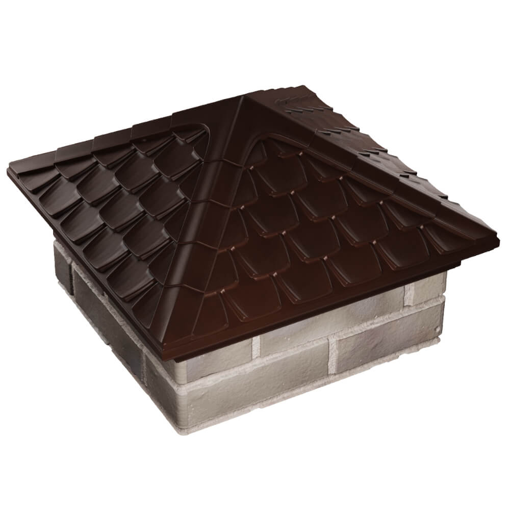 Колпак Zking Эльбрус Коричневый на столб 1.5х1.5 кирпича (385х385мм) в Кириши фото