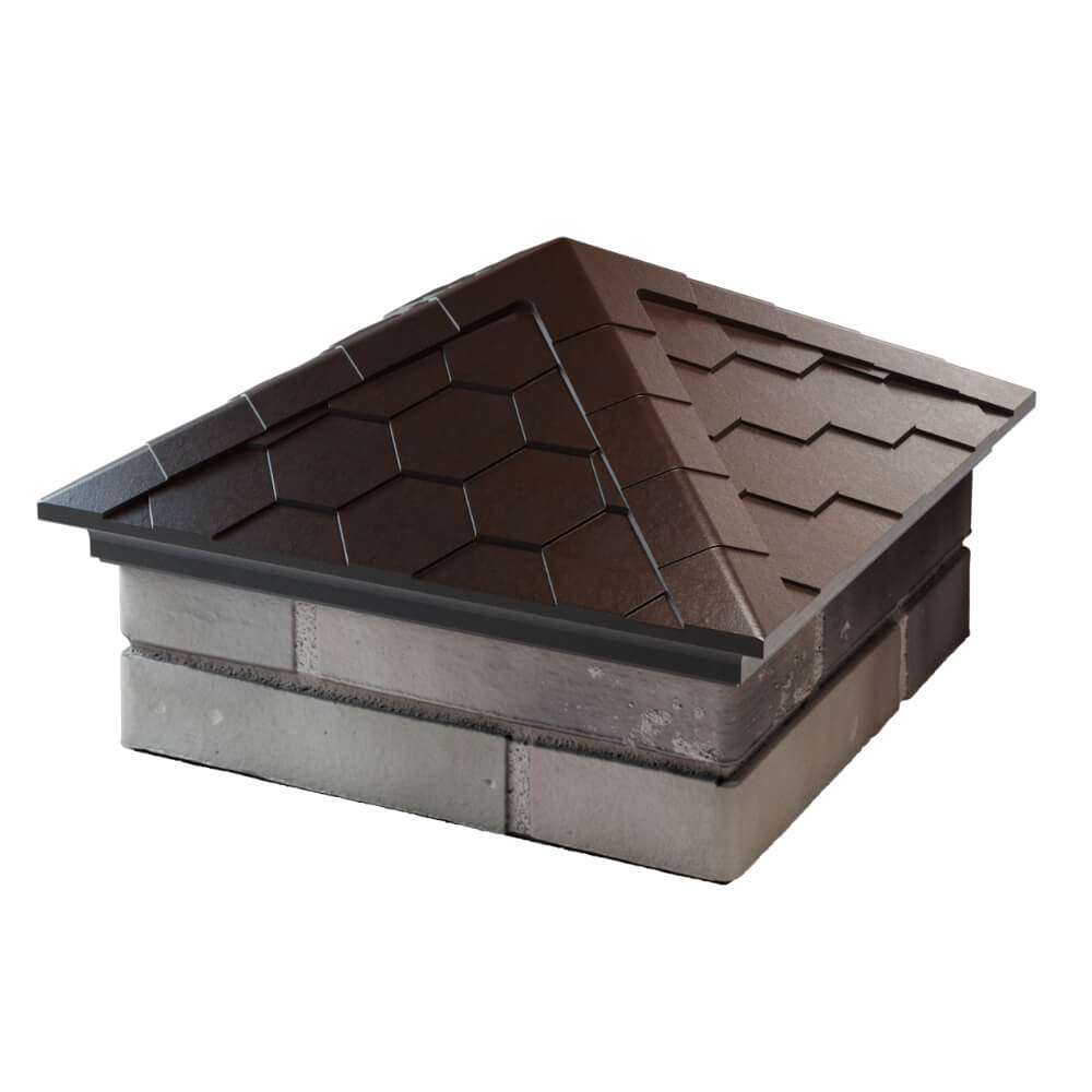 Колпак Zking Эверест Коричневый на столб 1.5х1.5 кирпича (390х390мм) в Кириши фото