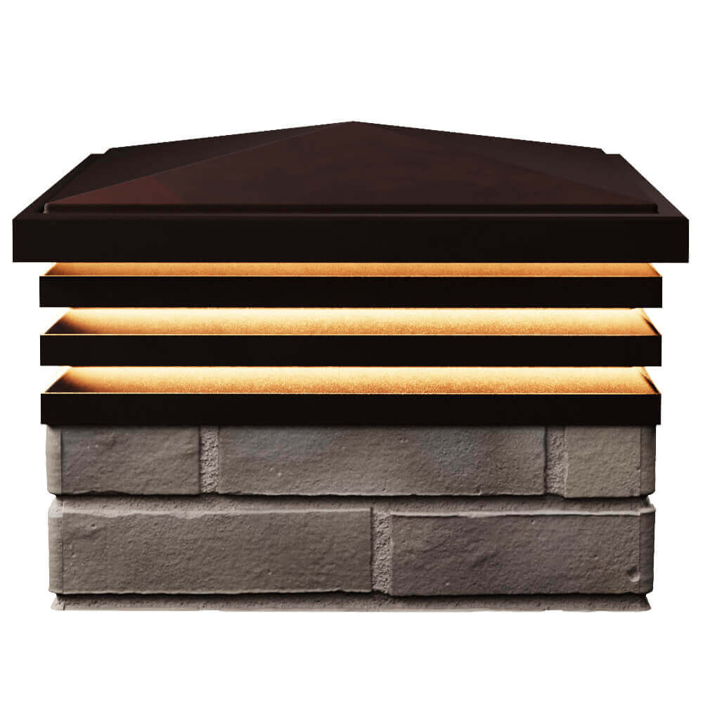 Колпак Zking Бона ХайТек Коричневый на столб 1.5х1.5 кирпича (385х385мм) с подсветкой в Кириши фото